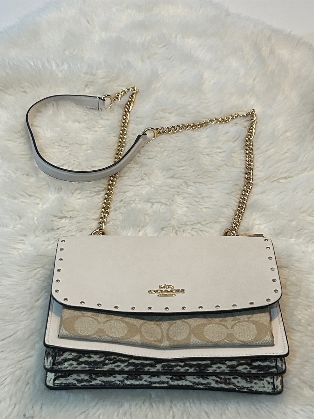 Coach Cream and Tan Mixed-Material Convertible Crossbody Bag